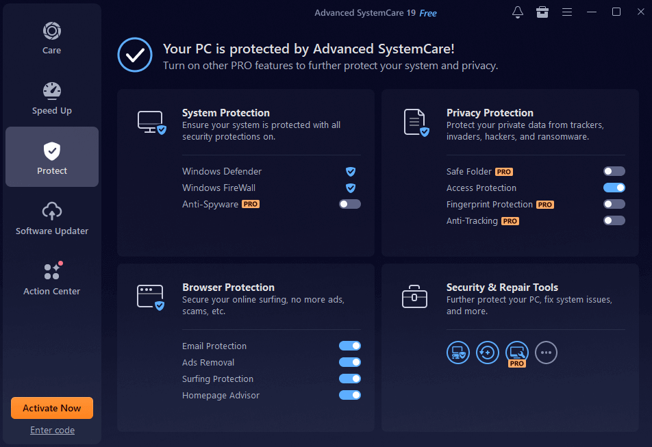 Advanced SystemCare – Hepsi bir arada bakım 1