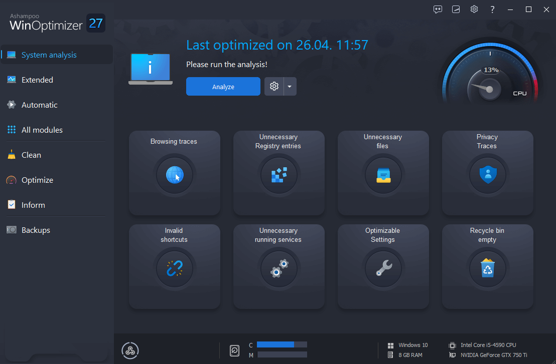 Ashampoo WinOptimizer – Windows optimizasyonu