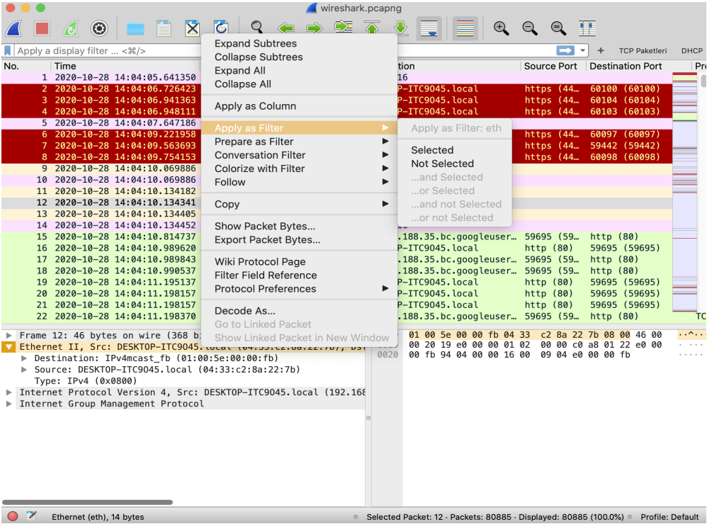 Wireshark – Ağ paket analizi